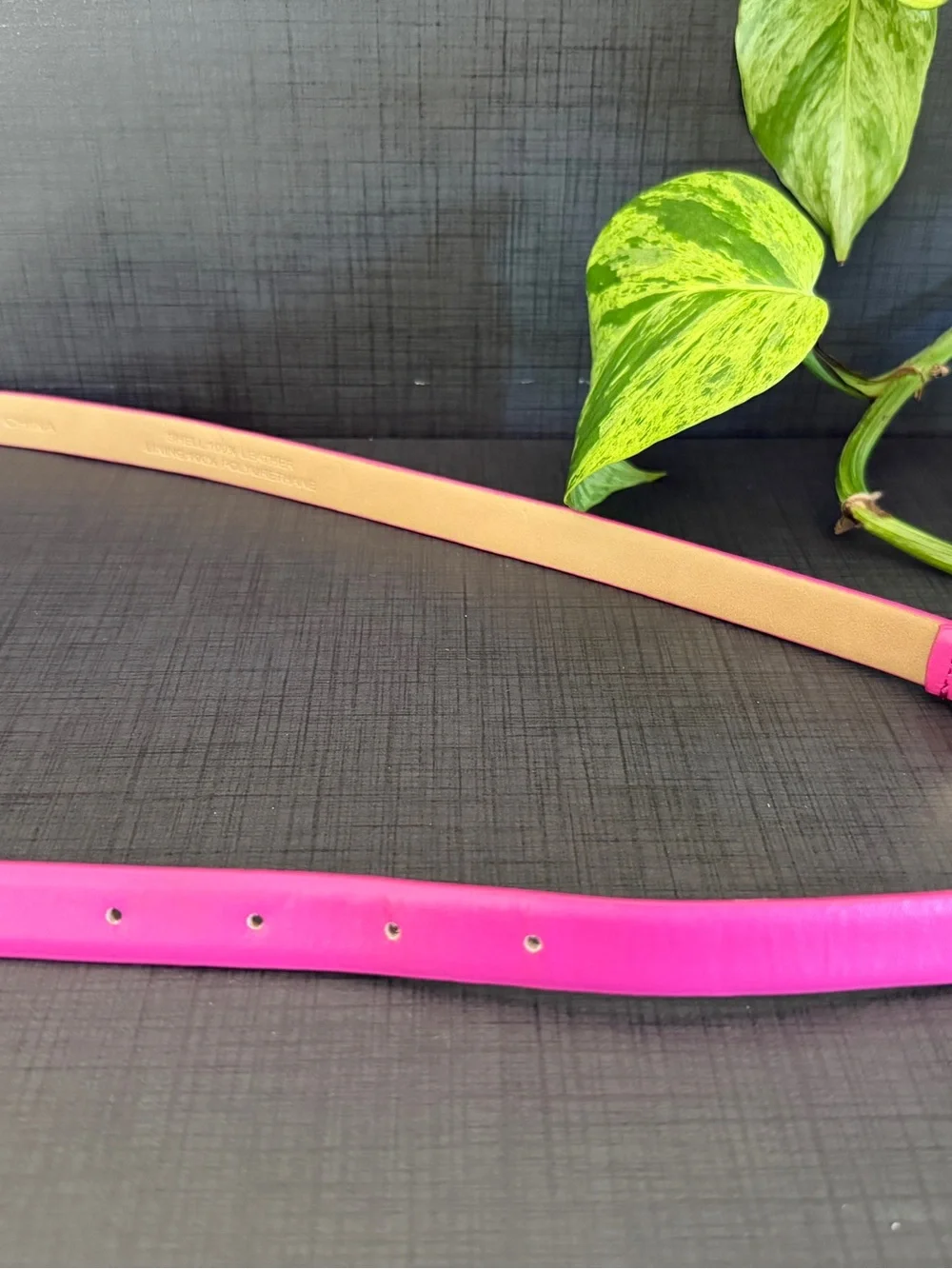 Talbots Bright Pink Leather Belt with Gold Buckle Small Colorful Layered